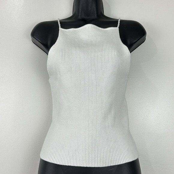 Musier Paris Tops - NWT Musier Paris Women's Pearls Ribbed Cropped Top Shirt Size 42 White